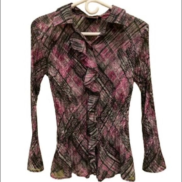 Apt 9 Ruffled Blouse Purple and Black Medium - Picture 4 of 11